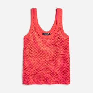 New J.Crew Crochet Tank Top Red Sz‎ Medium Sleeveless Preppy Trendy Festival
